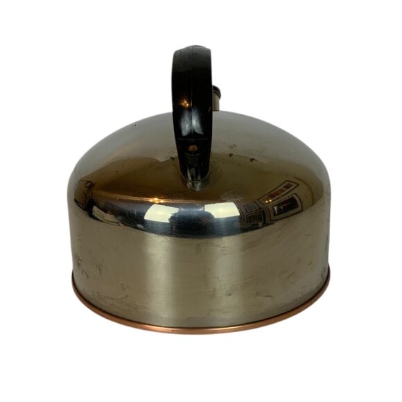 Revere Ware Stainless Steel Copper Bottom Whistling Tea Kettle 3.5 Qt Vintage 19 - Picture 2 of 7